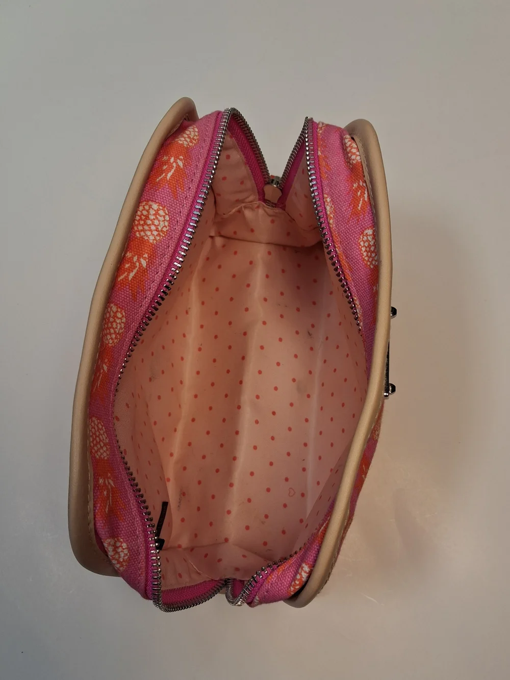 Stella and Dot Pink and Orange Pineapple Print Make-up Bag